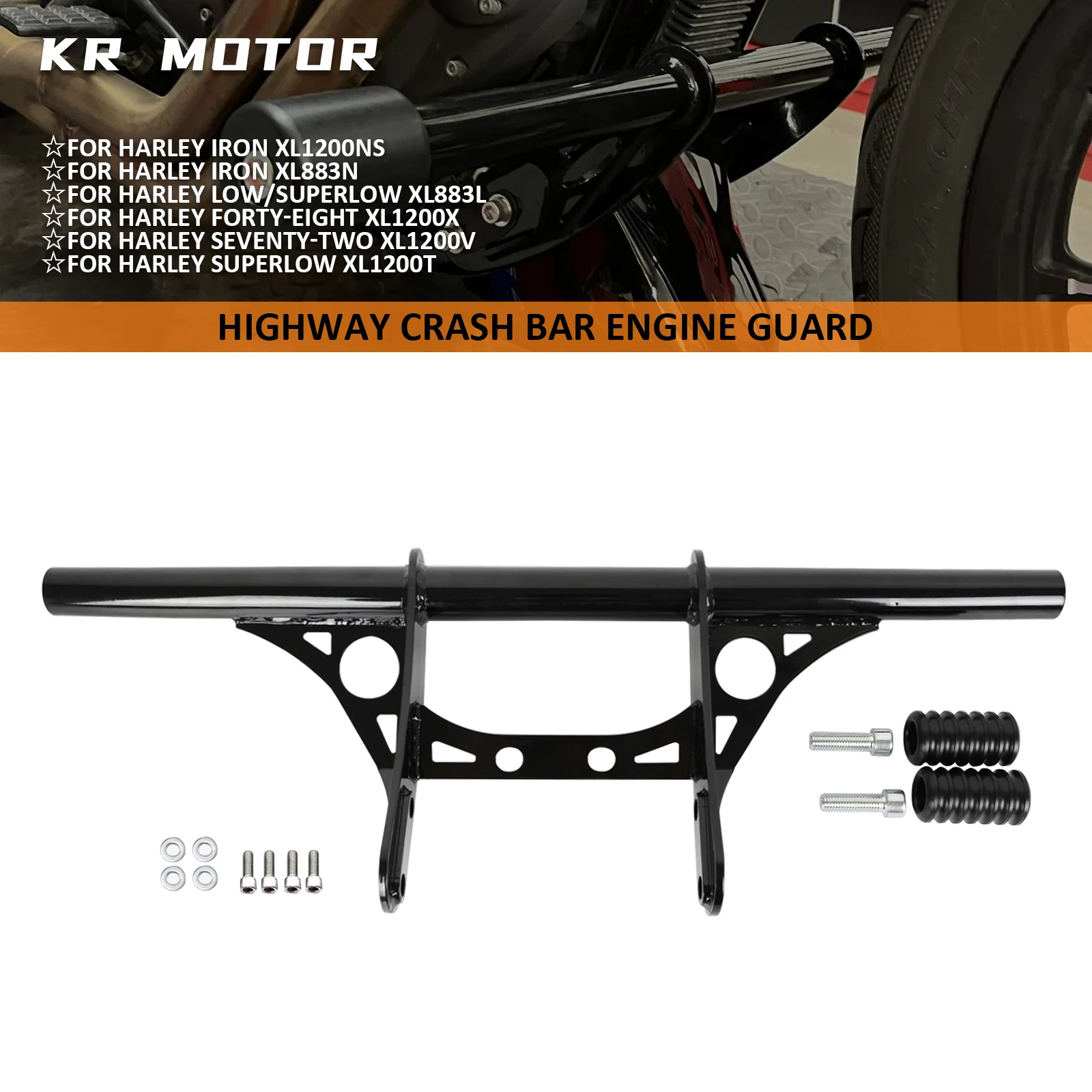 

Fit For Harley Sportster 2004-2022 Iron 883 XL 1200 Roadster XL883N SuperLow XL883 XL1200 XR1200 Highway Crash Bar Engine Guard