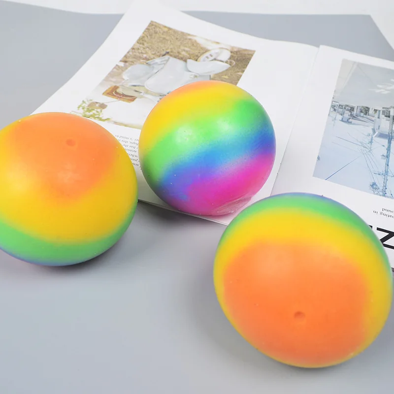 Creative Gradient Rainbow Flour Stress Relief Balls Toys Squeeze Slow Rebound Prank Balls Cute And Adorable Decompression Balls