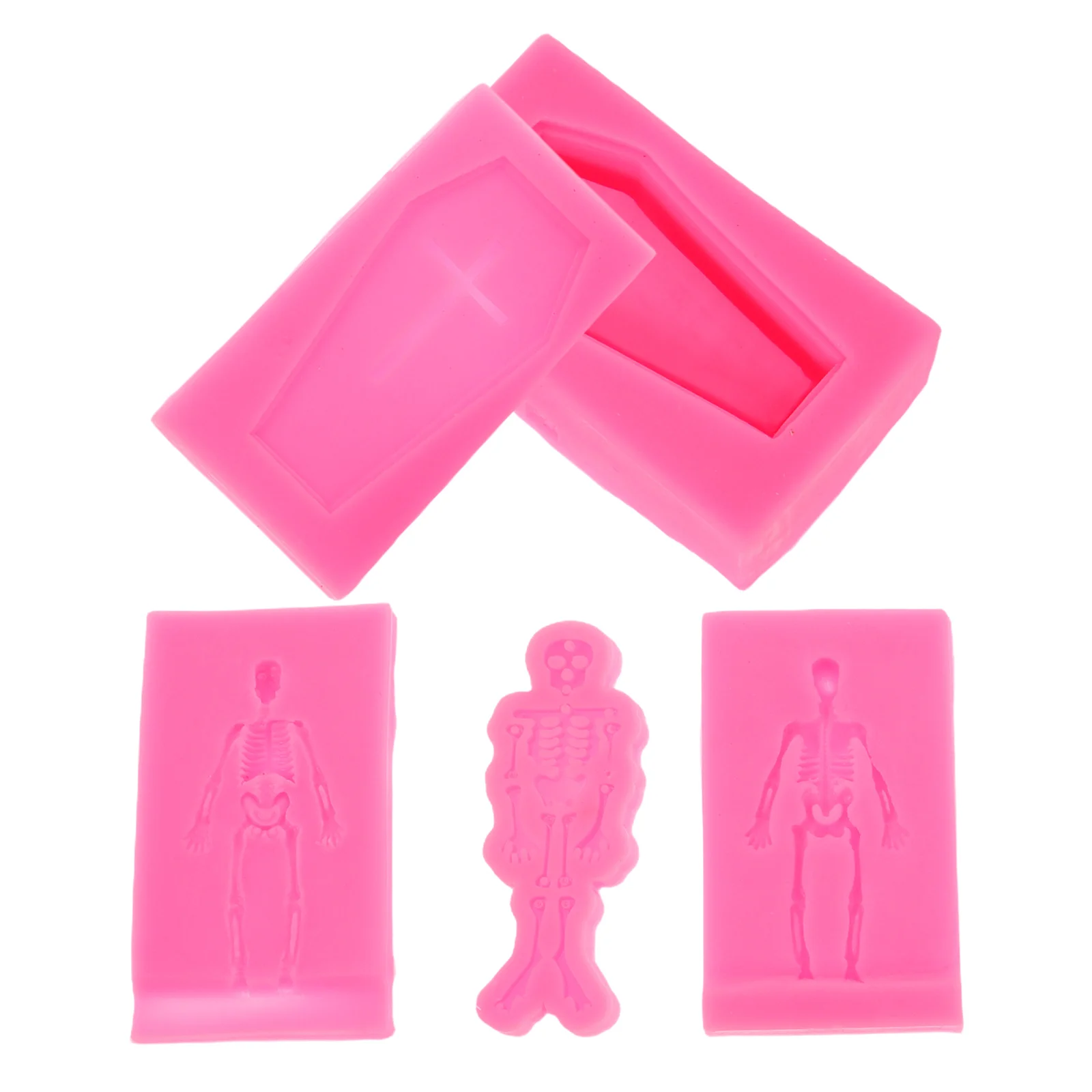 

3pcs 3D Coffin Casting Diy Halloween Keychain For Polymer Clay Jewelry Epoxy Supplies Skull Silicone Halloween Epoxy