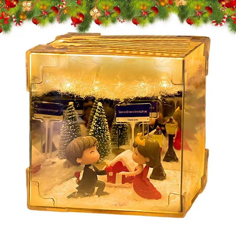 

Valentine's Day Night Light Assembly Lamp With Christmas Tree And House Valentines Day Atmosphere Light For Bedroom Living Room