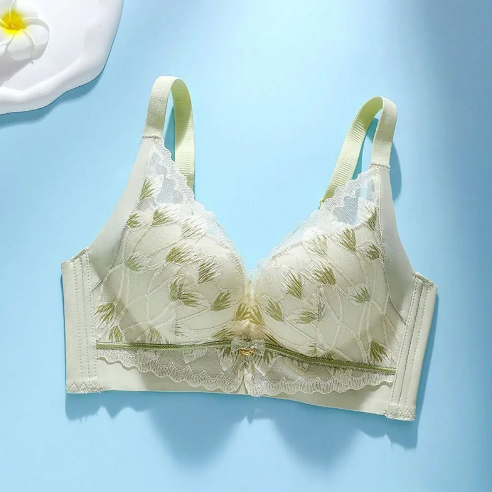 بسيطة شبكة زهرة الدانتيل العميق الخامس الصدرية اللاسلكية رفع الملابس الداخلية للنساء للصدمات المضادة للترهل سلس الصدرية الهدايا #4