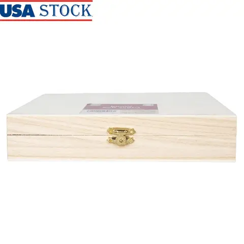 Unfinished Wood Cigar Box Crafting DIY Projects Hinged Keepsake Storage Box Jewelry Organizer Art Supplies Minimalist Design