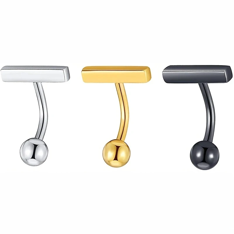 1 pieza de joyería perforada en el abdomen medio de estilo punk con anillo de hebilla de vientre de barra curvada de acero inoxidable, adecuada para las fiestas diarias de las mujeres, todas las estaciones