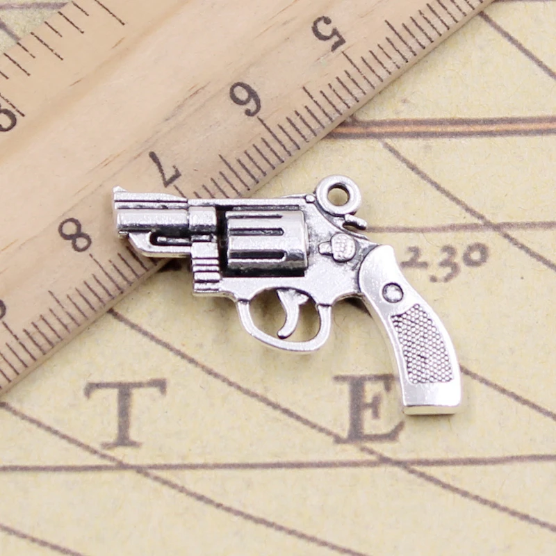 10pcs Charms Pistol Revolver Gun 29x22mm Tibetan Bronze Silver Color Pendants Antique Jewelry Making DIY Handmade Craft