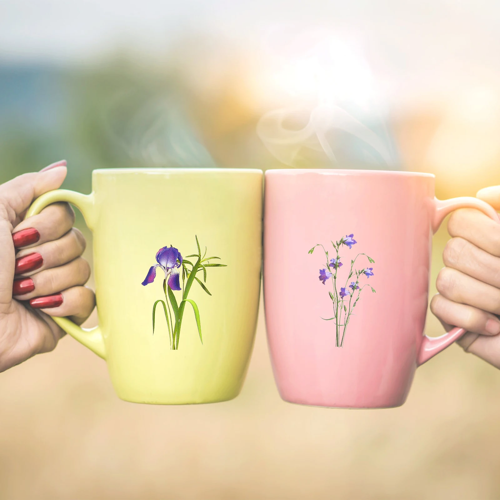 

6 Sets Hand Sticker Set Aesthetic Flower Wall Stickers Notebook Waterproof PET Floral Decorative Plants Transparent Stickers For