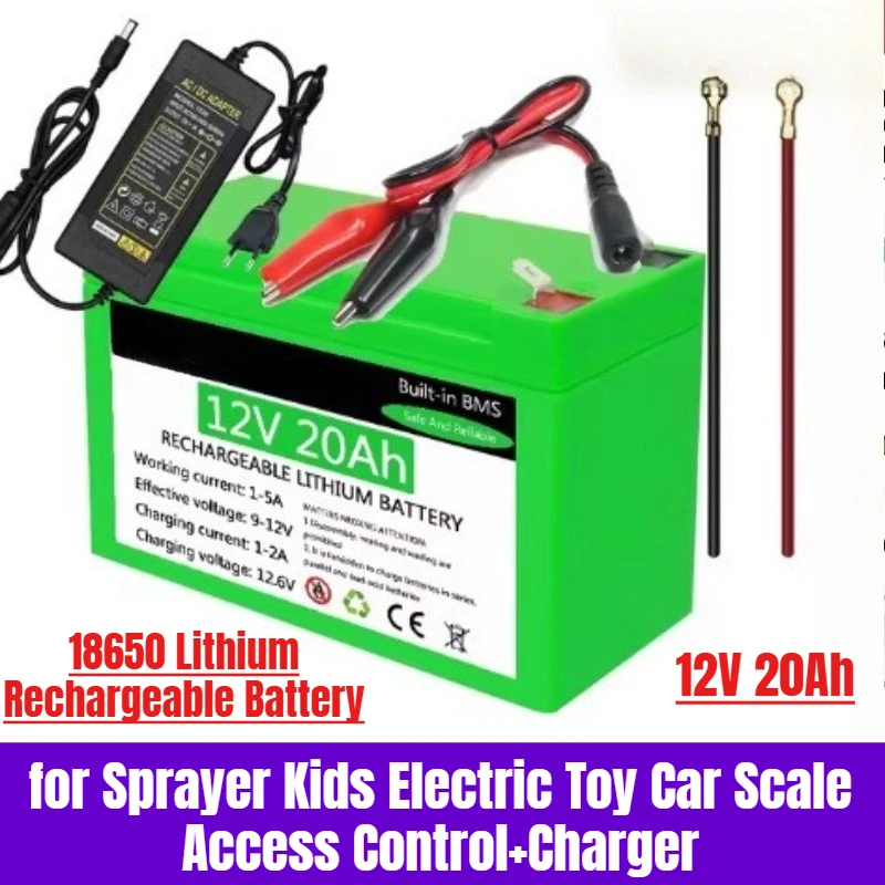 

12V 20Ah 18650 Lithium Rechargeable Battery Pack for Sprayer Kids Electric Toy Car Scale Access Control+Charger