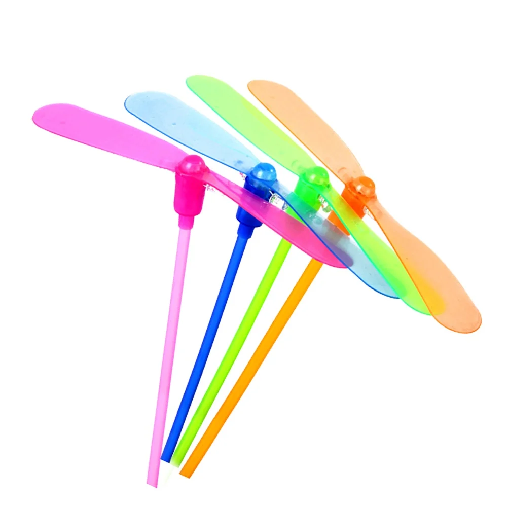 20pcs Glowing Bamboo Dragonfly Toys Kids Creativity Dark Nostalgia Button Flying Saucer Party Favors LED