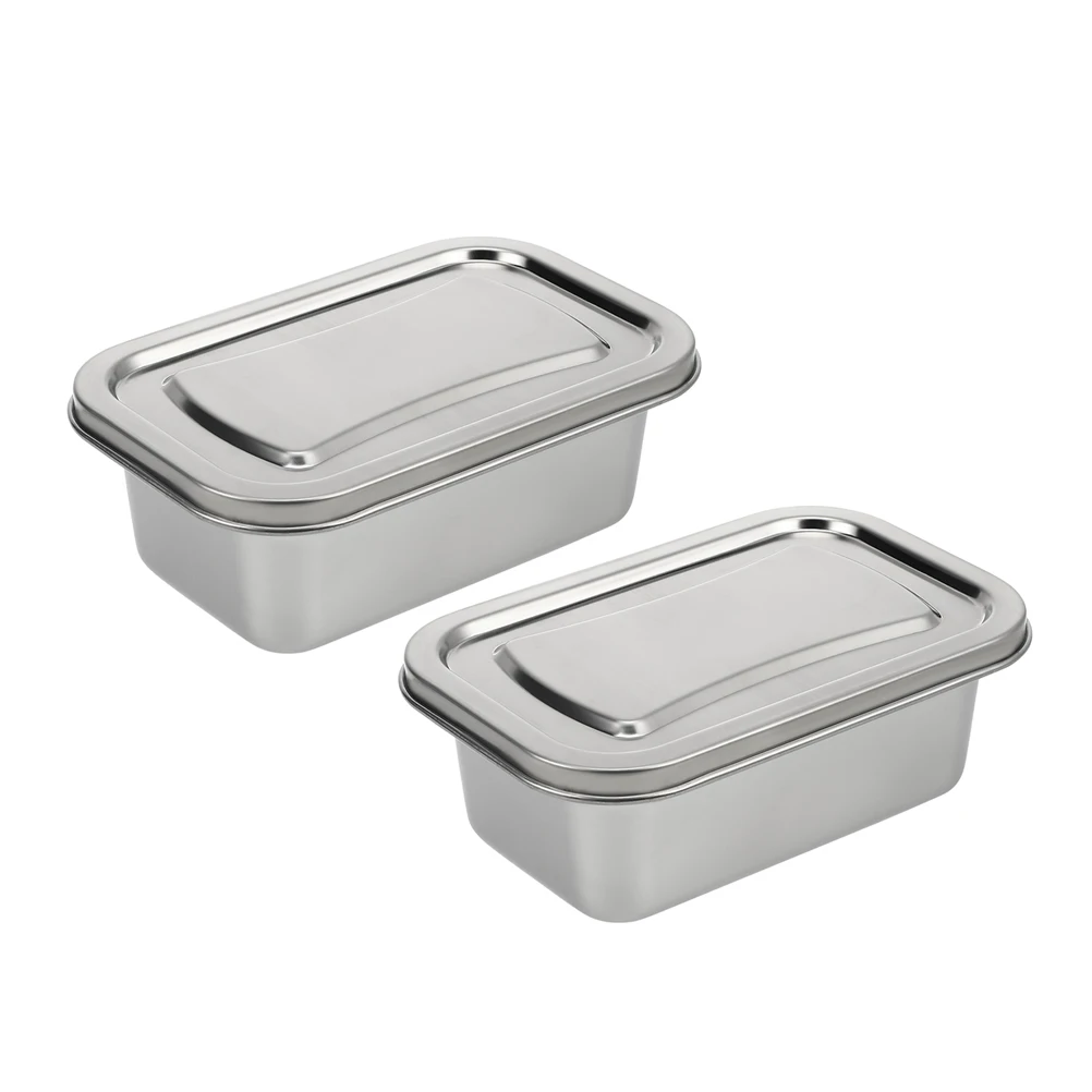 

2 Pcs Ice Cream Box Storage Tubs Bin for Freezer Airtight Snack Bowl Silver Containers