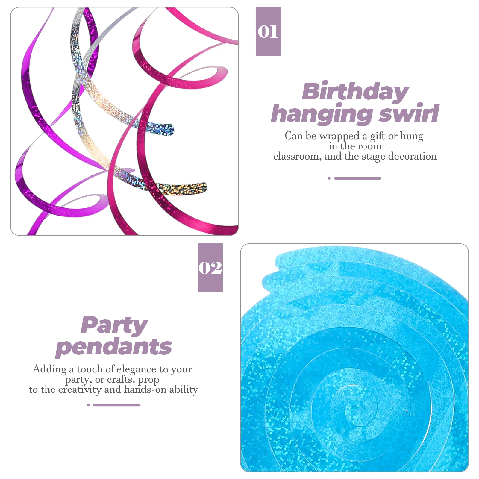 

5 set Spiral Hanging Decorations Mixed Color Shiny Pvc Reusable Party Ceiling Swirls For Birthday Wedding Christmas Graduation