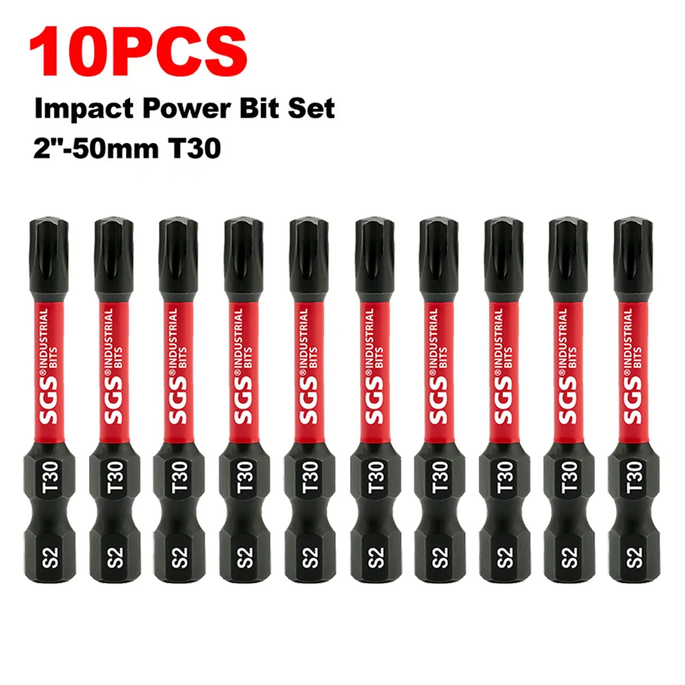 5/10/20Pcs S2 Steel Industrial-Grade T30 Torx Bits 50mm Shock-Absorbing and Anti-Torsion Structure, Magnetically Stable Fit, Impact-Resistant and Not Easy to Chip