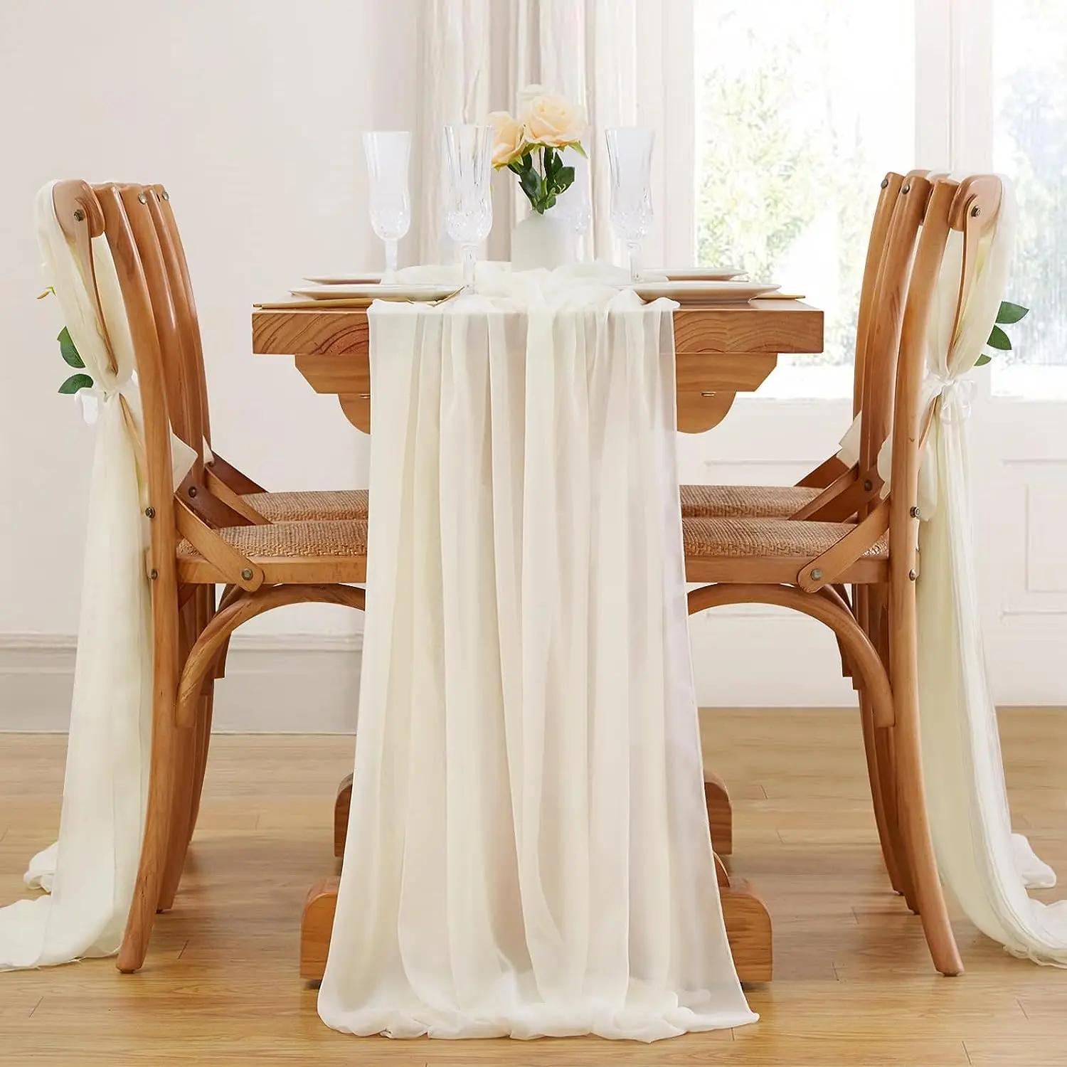 Sage Green Chiffon Wedding Table Runner Table Setting Gauze Sheer Vintage Dining Birthday Party FestivalCake Table Decor