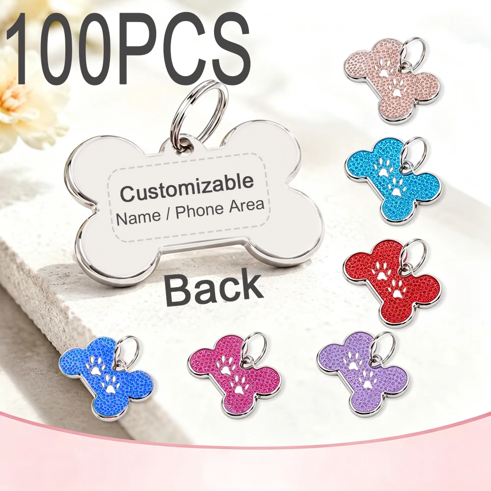 Wholesale 100PCS Blank Alloy Pet ID Tags That Can Be Laser Engraved With Personalized Names Customizable Name Tags For Dog