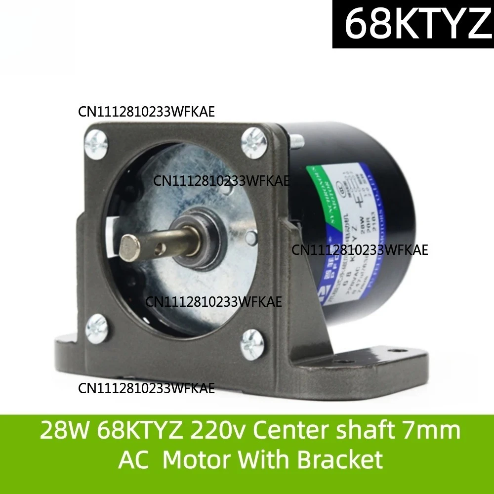 100KG 28W 68KTYZ 220v AC Permanent Magnet Synchronous Motor With Bracket CW/CCW Metal Geared Slow Speed 2.5 To 110RPM