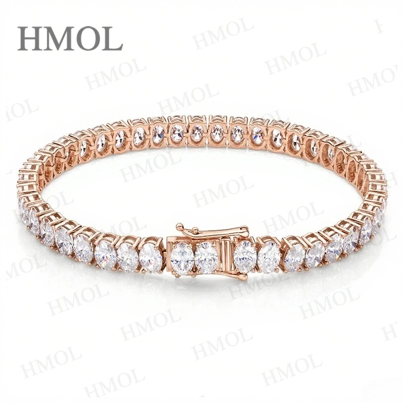 Moissanite Tennis Bracelet 925 Sterling Silver D Color VVS1 Oval With GRA Hip-Hop Tennis Bracelet Party Jewelry For Women Men