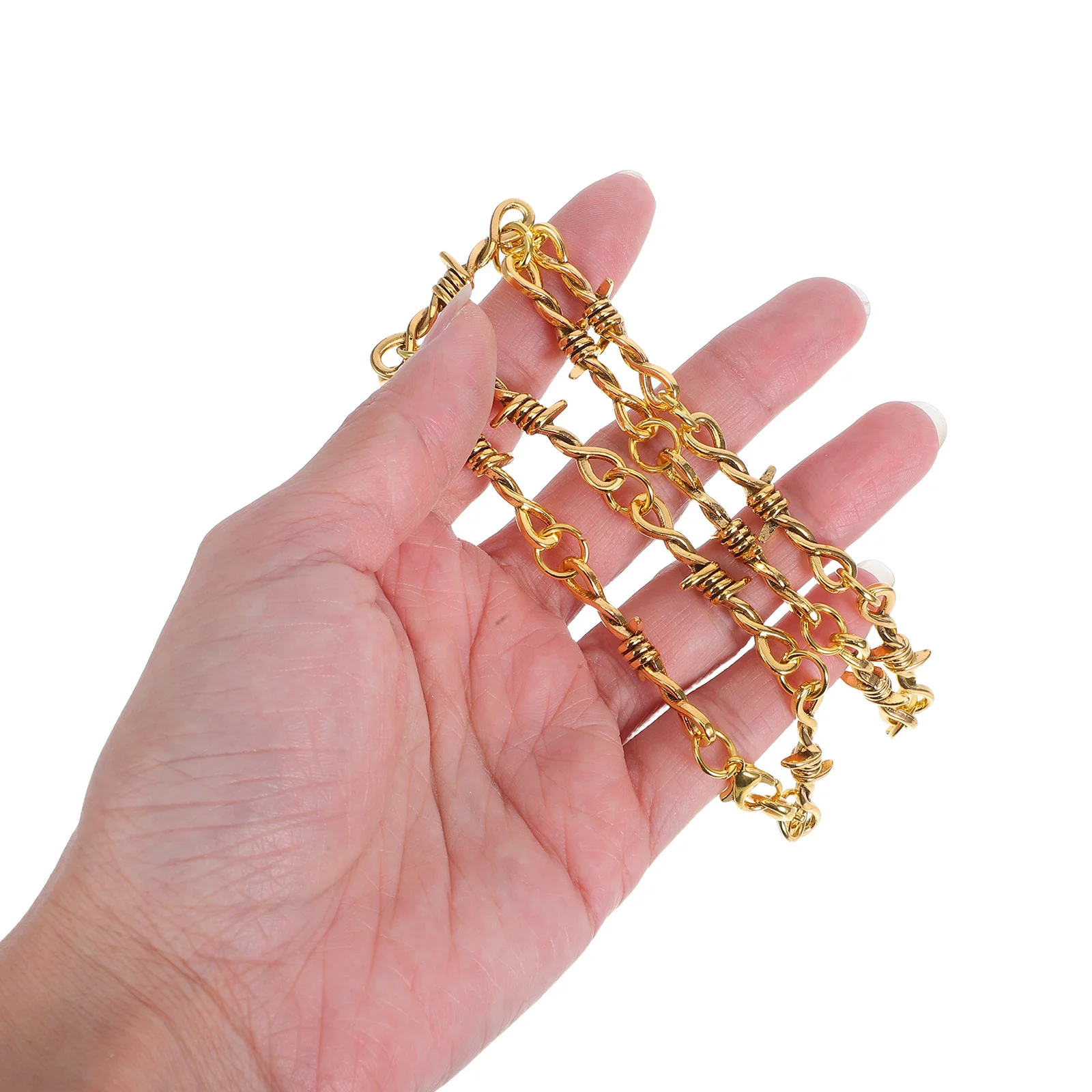 

Barbed Wire Necklace Punk Jewelry Unisex Metal Link Chain Adjustable Thorn Choker for Hip Hop Style Casual Streetwear