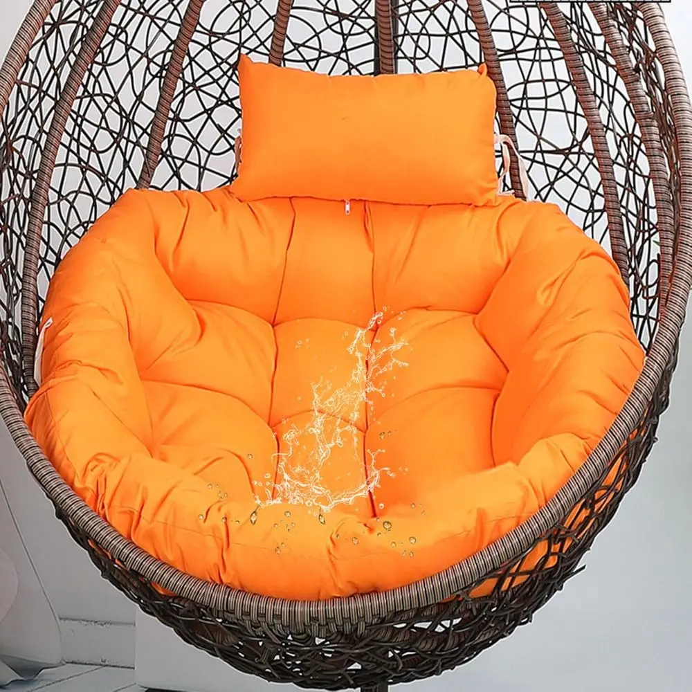 

Оранжевая водонепроницаемая круглая подушка для садового кресла-яйца с завязками для патио, террасы, сада и балконных качелей