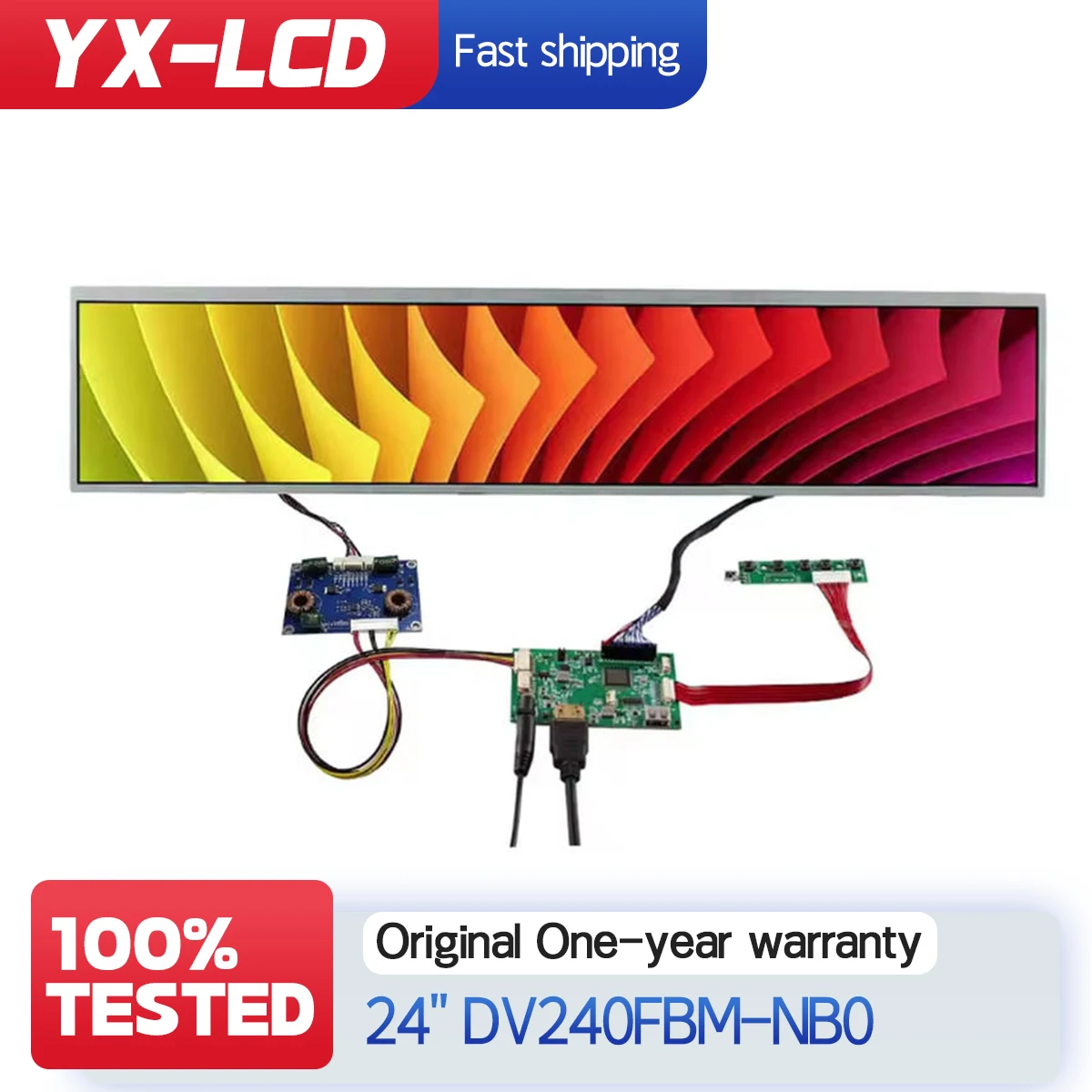 24 Inch Stretched Bar LCD Panel DV240FBM-NB0 1920x360 for BOE TFT LCD Module Displays Screen Advertising Player Bar Panel