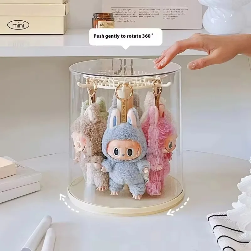 Dolls Showcase Box For Labubu Transparent Rotating Acrylic Display Case Storage Showcase Kawaii Blind Box Ornament  Accessories
