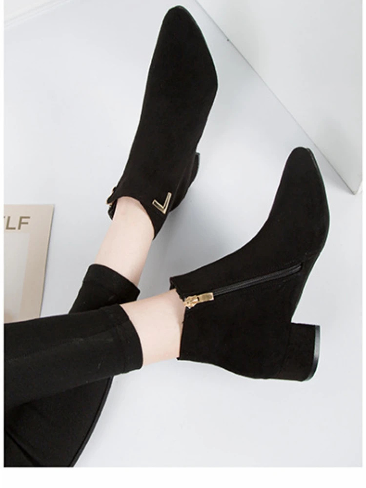 Bottes de rinçage Parker pointues avec fourrure pour femmes, talon optique, à la mode et chaud, hiver