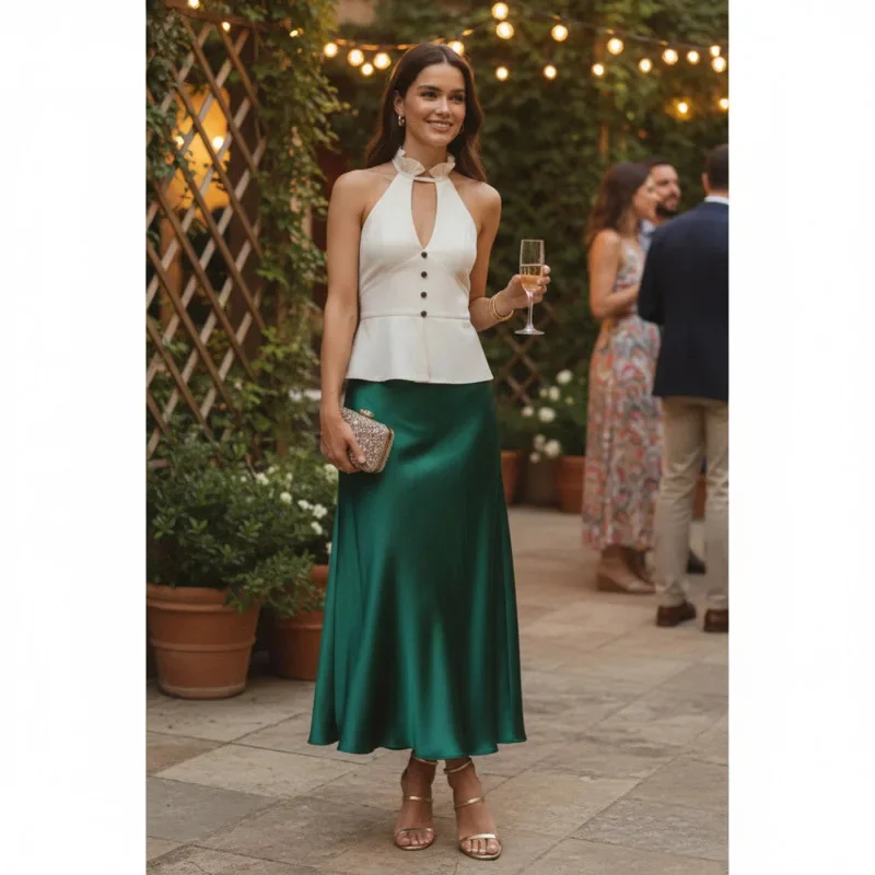 Halter Neck Waistcoat Top For Women Sleeveless Button Front Slim Fit Peplum Blouse Backless Summer Elegant Chic Wear Style New