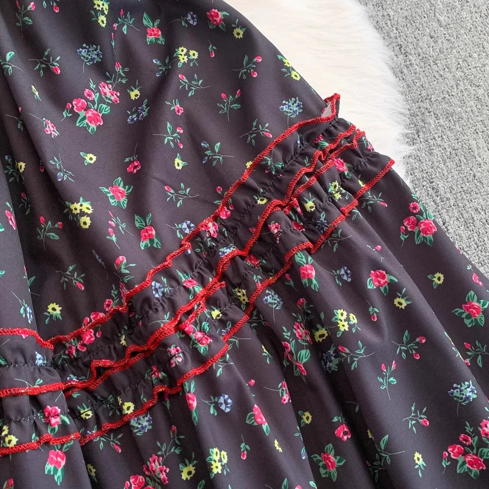 Floral Printed Strapped Dress Women Summer Vacation Sleeveless Elegant Clothing Lady Streetwear Chic Vestidos Bodycon