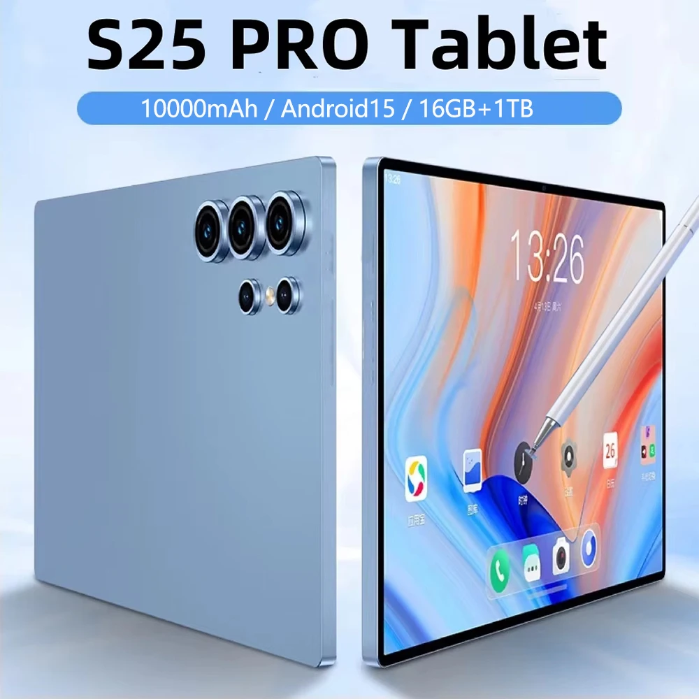 2026 New Original Global Version Hot S25 Pro Tablet 10.1inch HD 4K Android 15 16GB+1T 10000mAh 5G Dual SIM WiFi GPS Tab