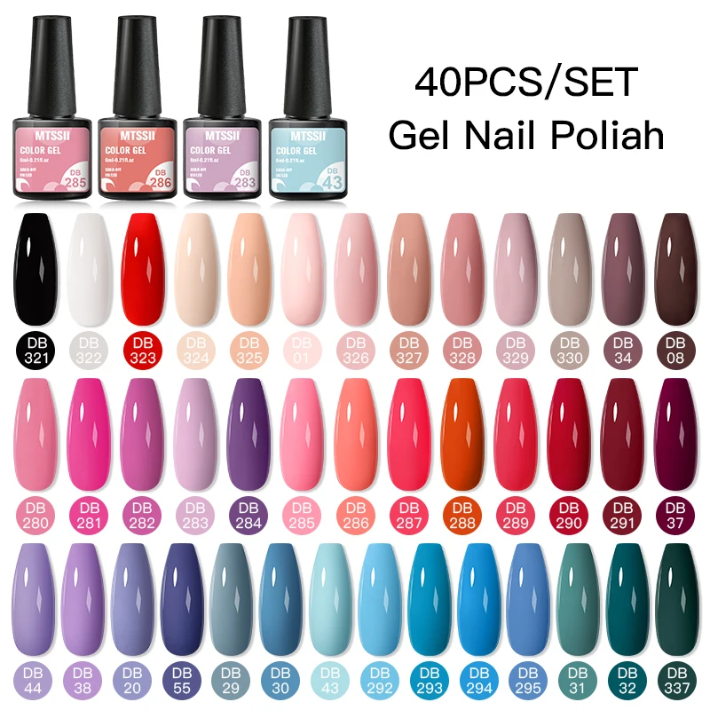 40/24Pcs Colorful Gel Nail Polish Set For Nails Semi Permanent Soak Off UV Gel Nail Art Glitter Gel Vernis Manicure Kits