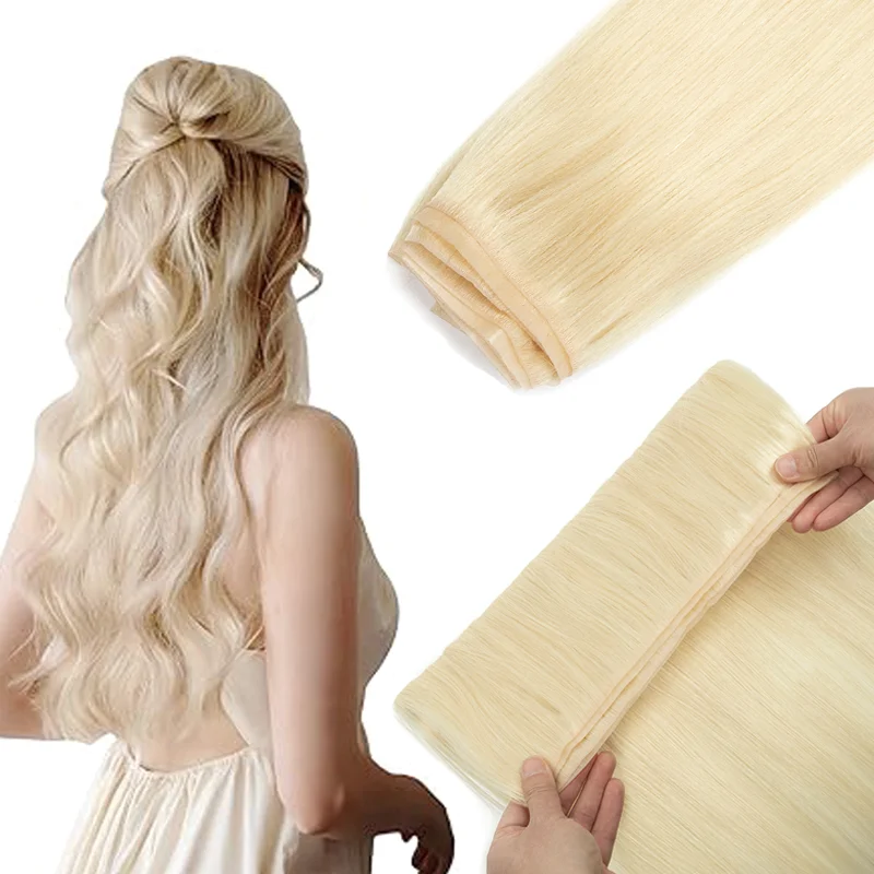 

Seamless Invisible Long PU Tape Weft Human Hair Bundles Real Natural Hand Tied Injected Tape In Extensions Thick Ends Easy Wear
