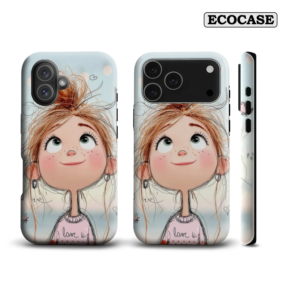 Süßes Mädchen mit Vögeln IPhone 17 Must-Haves Handyhülle für IPhone 17 16 15 14 13 12 11 Pro Max Plus Doppelschichtige Rückseite