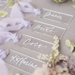 20pcs Transparent Acrylic Place Cards for Weddings and Parties Wedding Reserved Signs For Chairs Table Setting Signs Seat Label