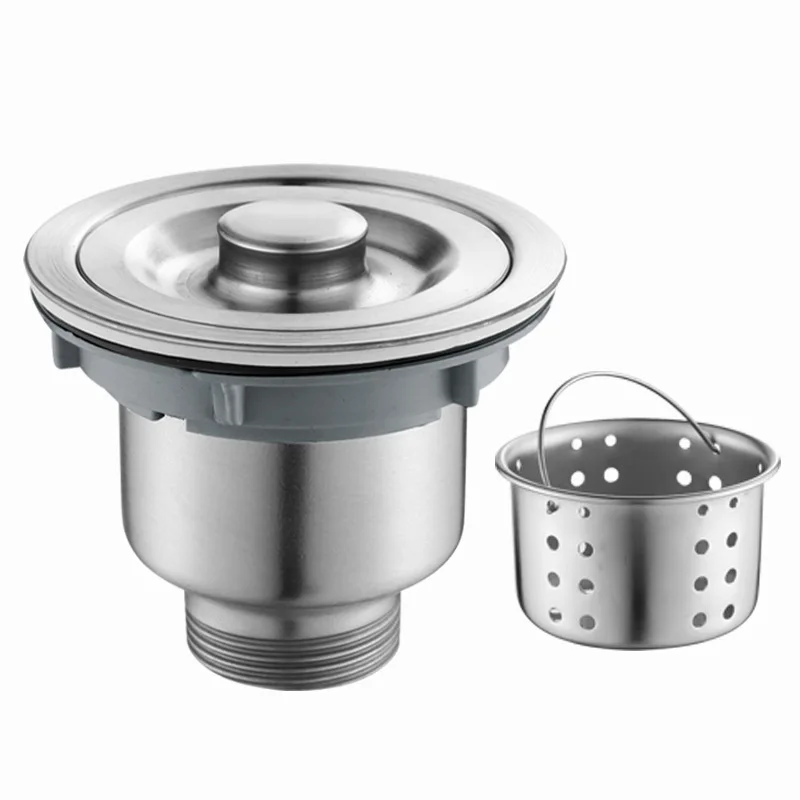 304 Stainless Steel Kitchen Sink Drain Kit - Anti-odor Drain Pipe - Sink Faucet - Single-slot Double-basin Accessory Set