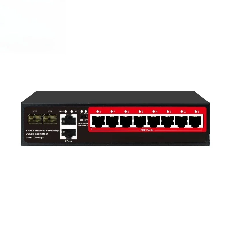 

Network Gigabit Ethernet POE switch 120W power supply 8 ports artificial intelligence Watchdog uplink