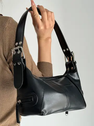 अंडरआर्म बैग 2025 नई शैली शांत लड़की हैंडबैग यूरोपीय और अमेरिकी रेट्रो y2k सड़क फोटोग्राफी कंधे बैग काले छोटे बैग 10 best sales छोटा काला बैग - №1