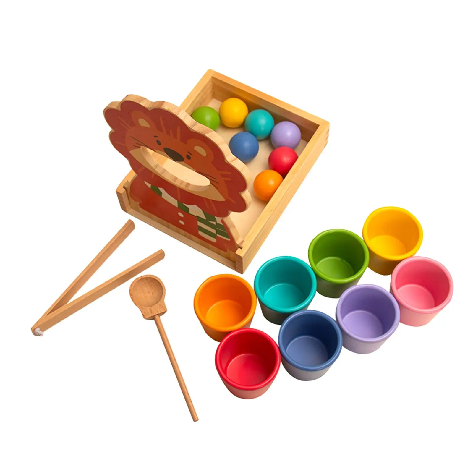 컵에 나무 공 색상 정렬 및 계산 소년 소녀 어린이