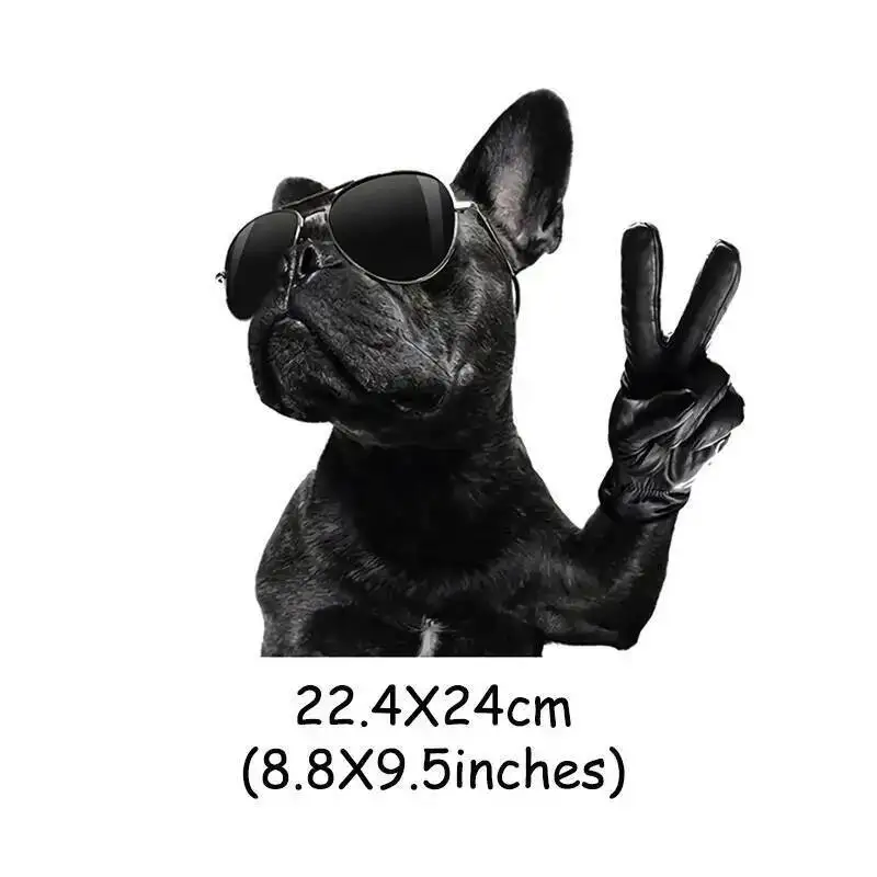 Glasses Black Dog Heat Transfer Clothes Stickers Iron On Patches Diy Shirt Accessory Sticker For Clothes Decal Factory Wholesale