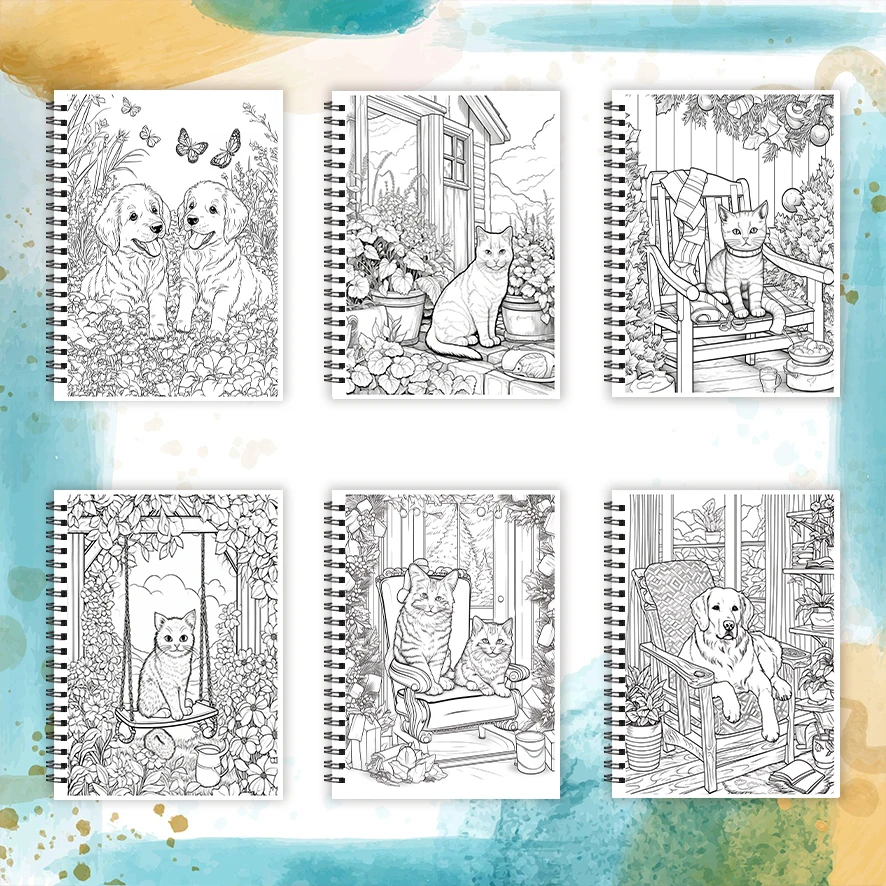 Adult Coloring Book - 8.3x 11.2 Inch 32 Pages Cute Animal Coloring Book - Helps Reduce Stress and Ease Emotions