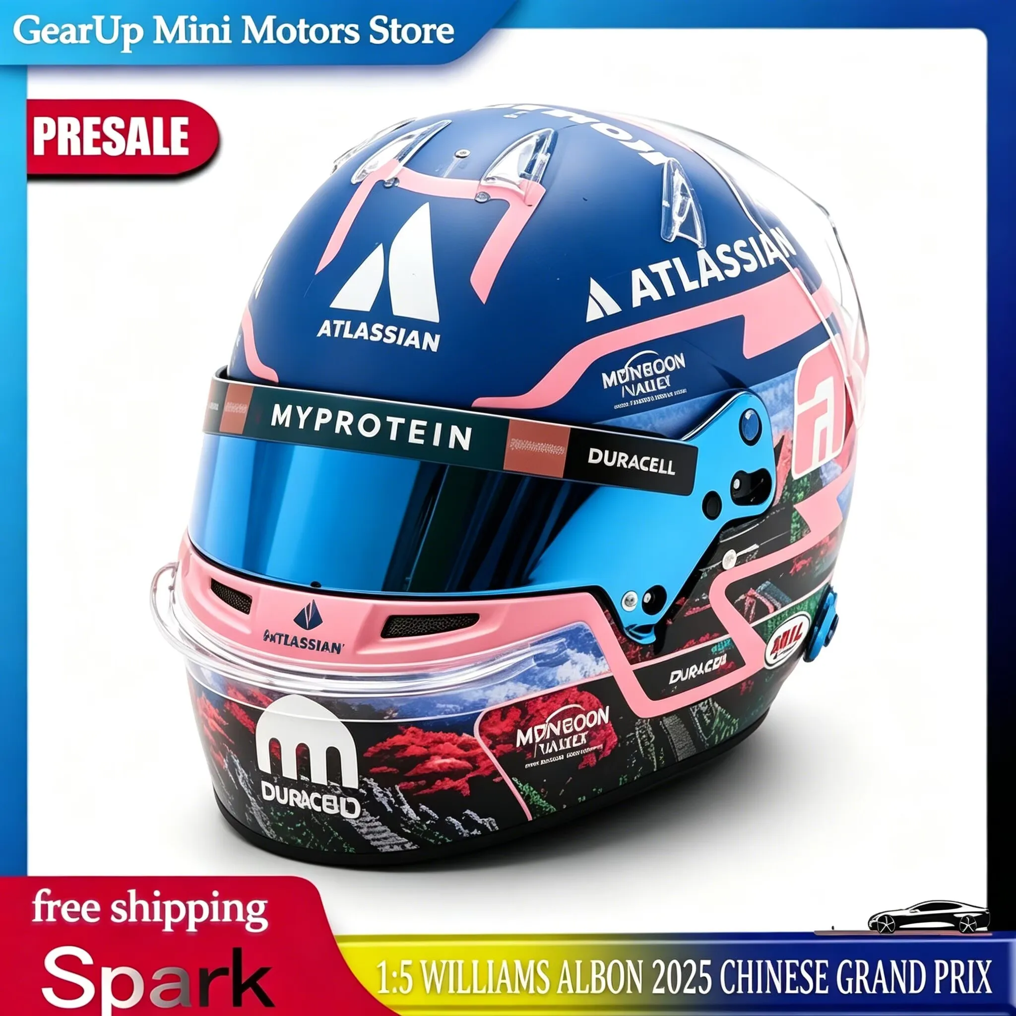 Réplica de Casco de F1 a Escala 1:5, Modelo de Juguete de Williams Racing, Alexander Albon, Gran Premio de China 2025, Hecho a Mano en Resina