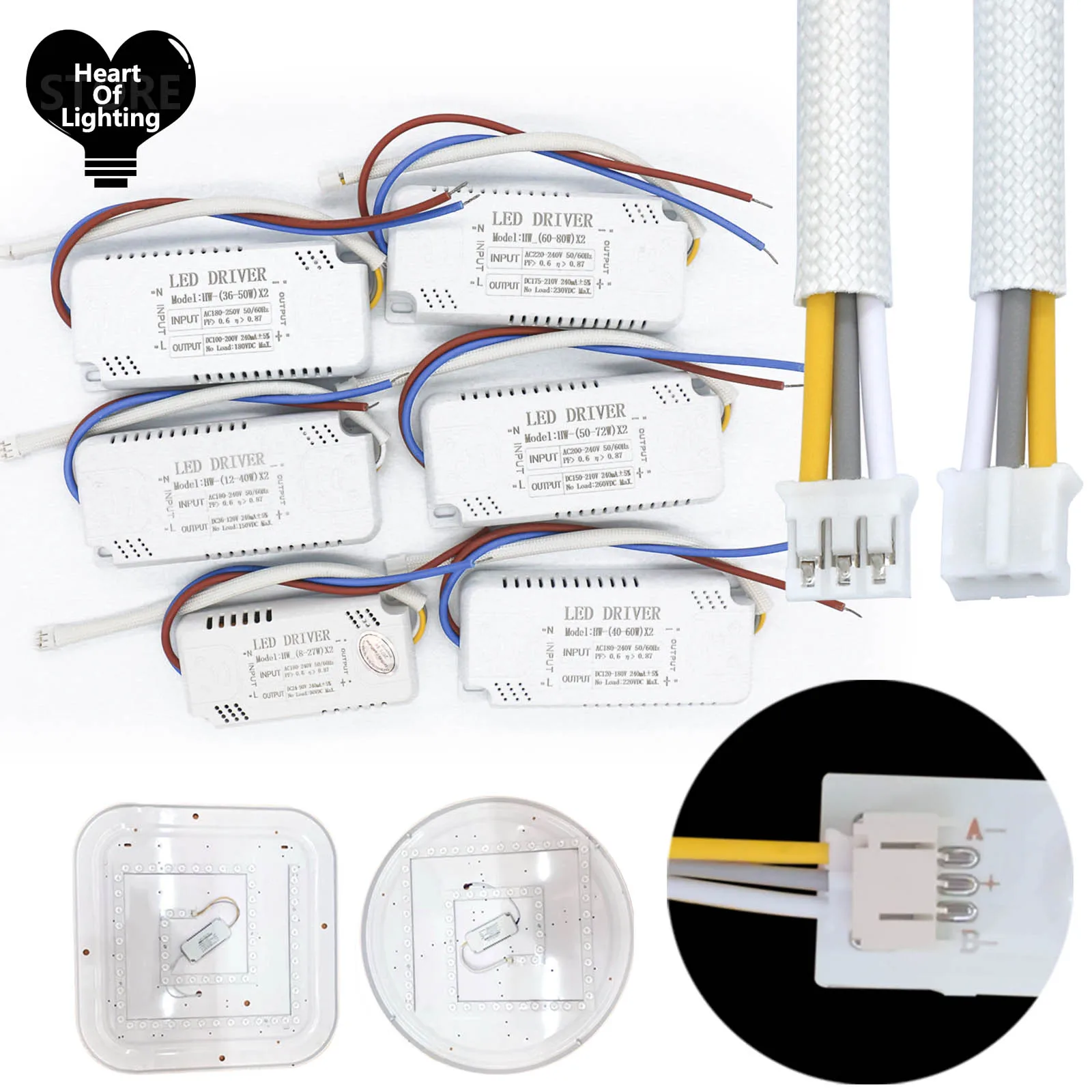 LED Driver 3color Adapter For Lighting Non-Isolating Transformer AC165-265V 8-27W 12-40W 36-50W 40-60W 50-72W 60-80W LED Driver