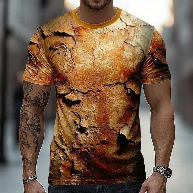 Men's Optical Illusion T Shirt Short Sleeve T shirt 3D Print Crew Neck Shirt Casual Summer Spring All Seasons Clothing Apparel