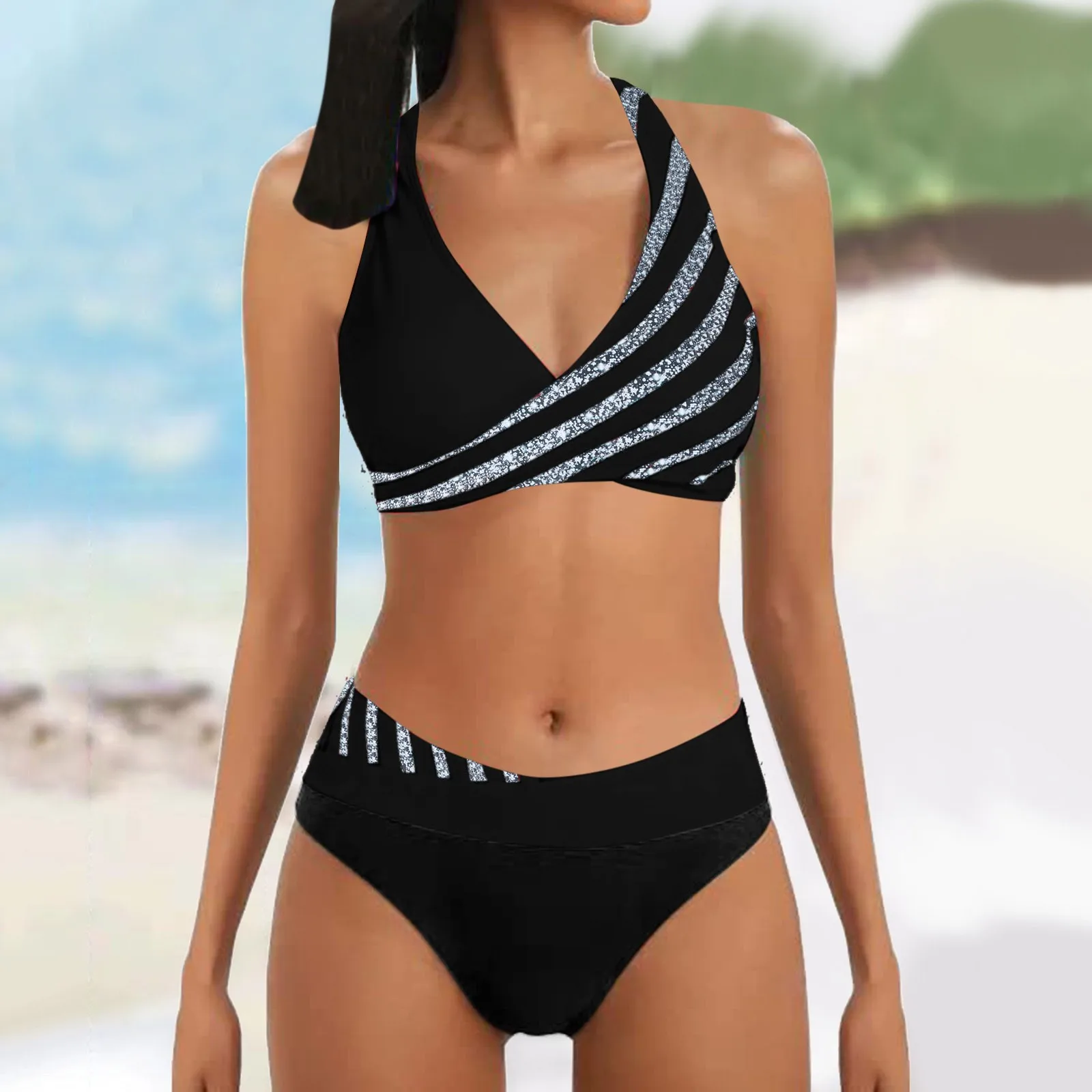 2024 nowe damskie bikini z wysokim stanem, dwuczęściowe, mieszane kolory Sexy Push Up Plus Size strój kąpielowy, letnie kostiumy kąpielowe plażowe