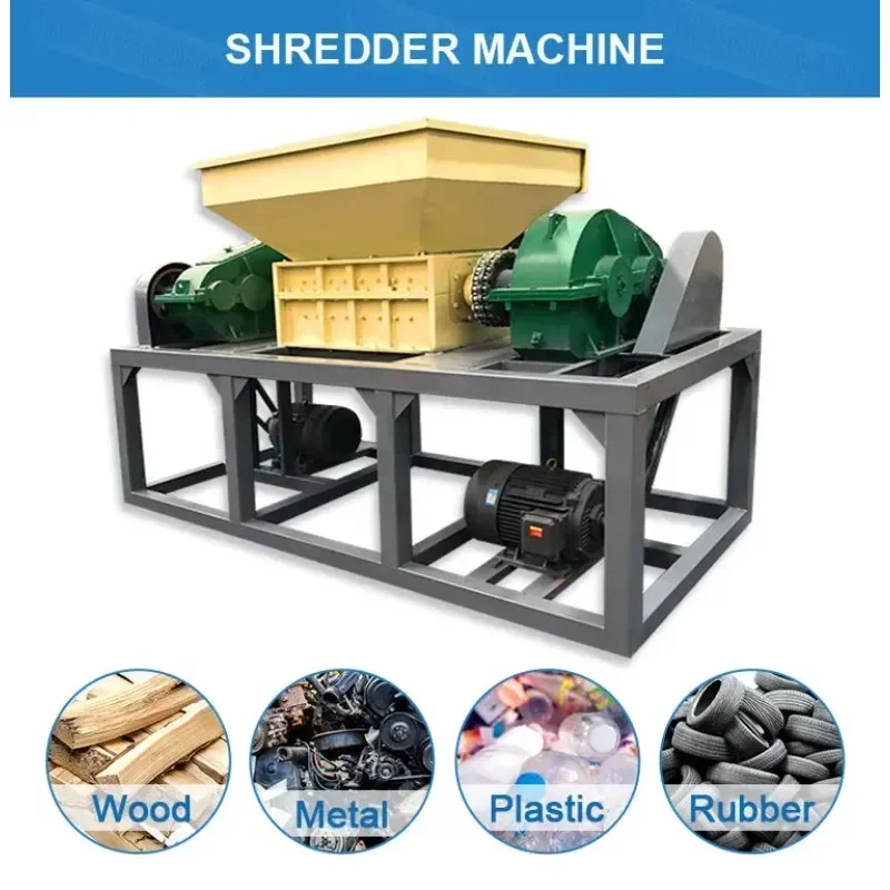 Tire Shredder Machine for Waste Car Multifunctional Scrap Metal Paper Plastic Pallet Rubber Recycling Shredder Machine