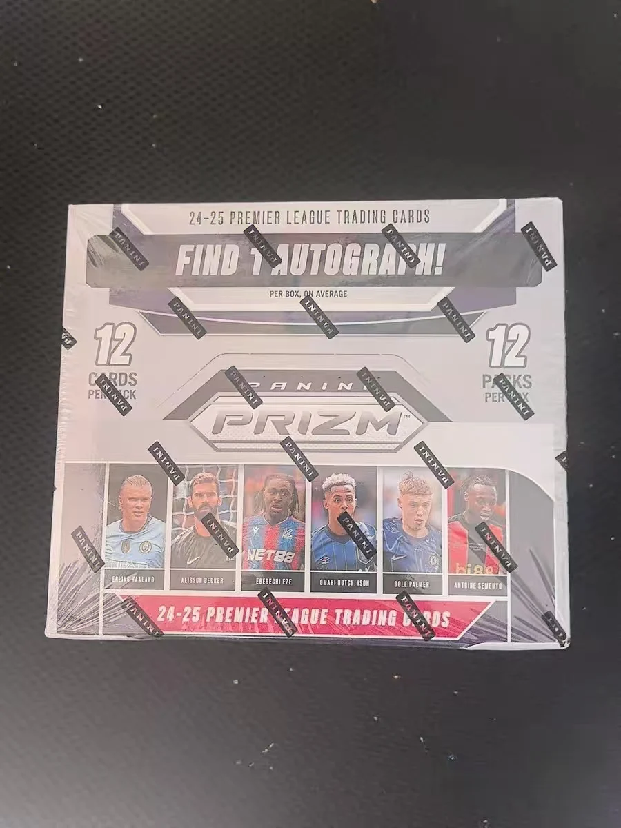 

2024-25 Panini Prizm Premier League EPL Soccer Hobby Box — 12 пакетов в коробке, каждая коробка гарантированно содержит одну карточку с автографом.