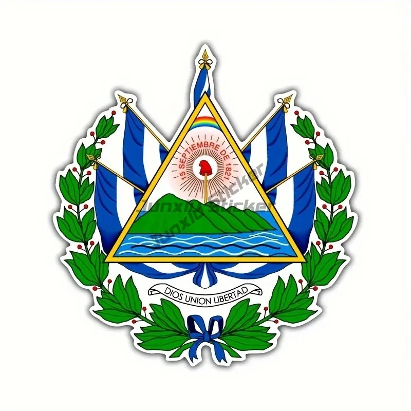 Salvadoran Coat Of Arms Sticker Escudo De El Salvador Flag Car Vinyl Decal Bumper Sticker