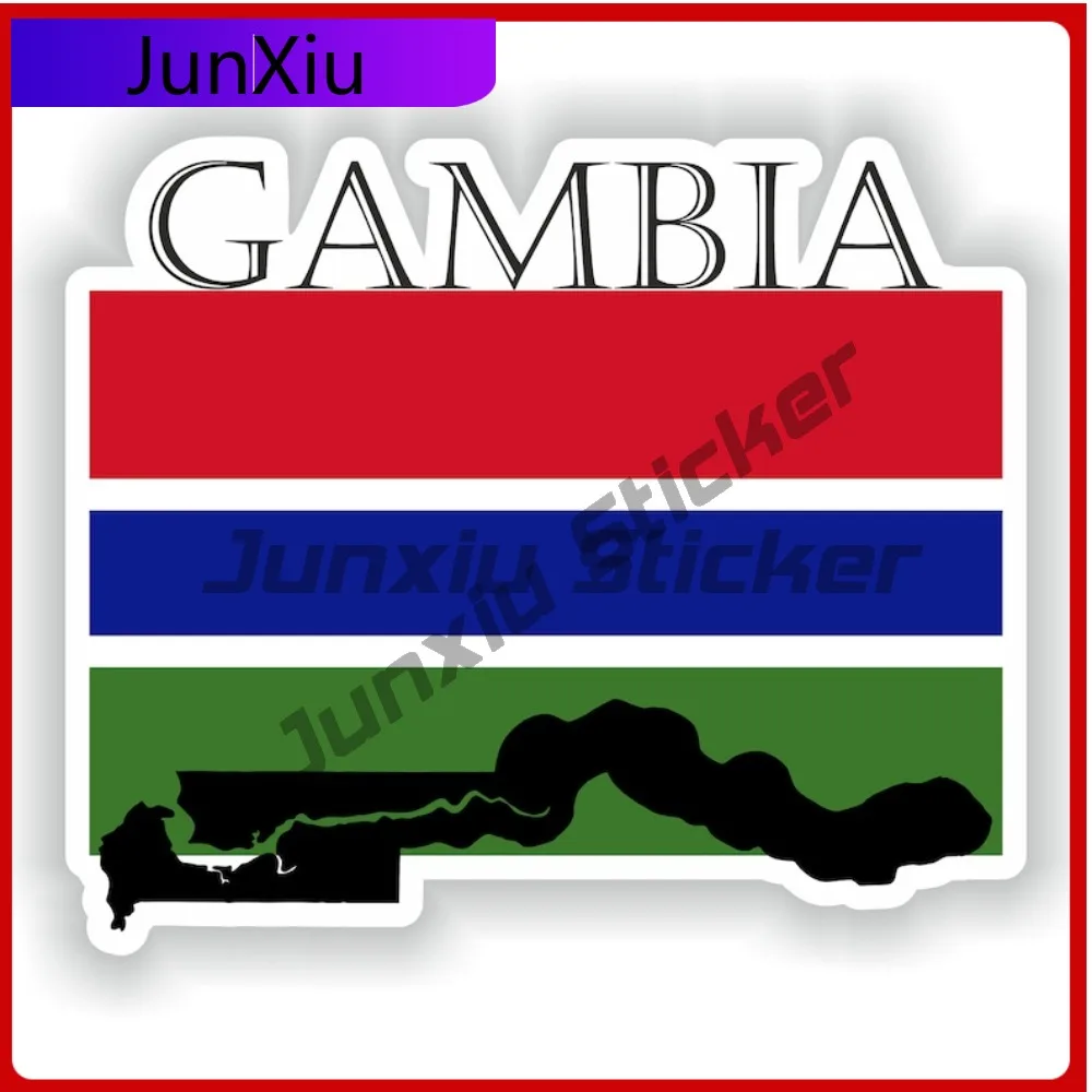 

Gambia Flag Map Shape Outline Badge Vinyl Sticker Accessories Stickers Decals Custom Made Caravan Adventure Motorcycle Stickers