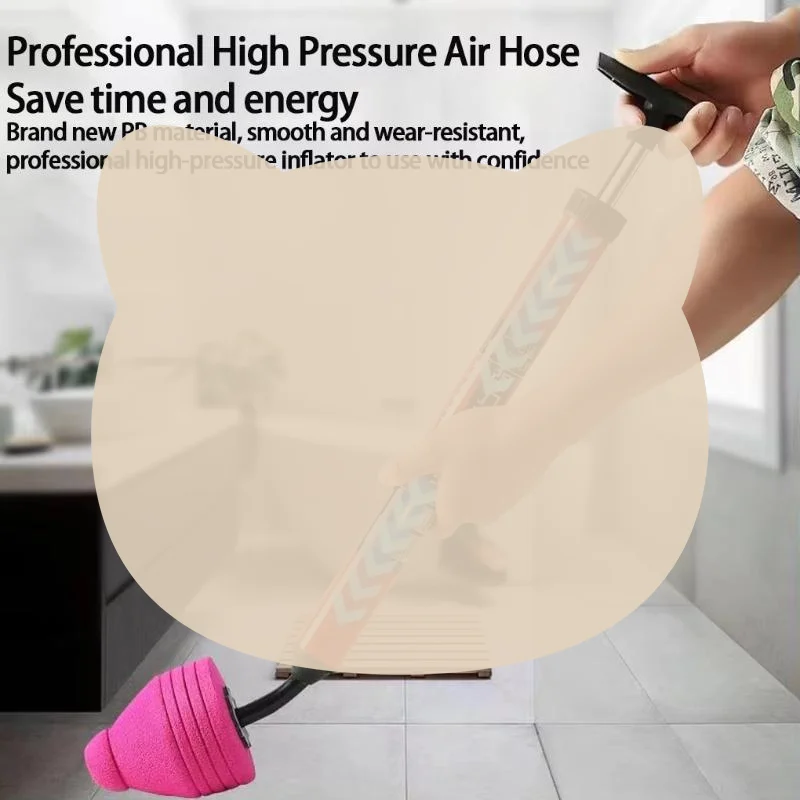 Pneumatic Toilet Unclogger Tool High-pressure Drain Pipe Blockage Remover Portable for Household Bathroom Kitchen Sink Clogs