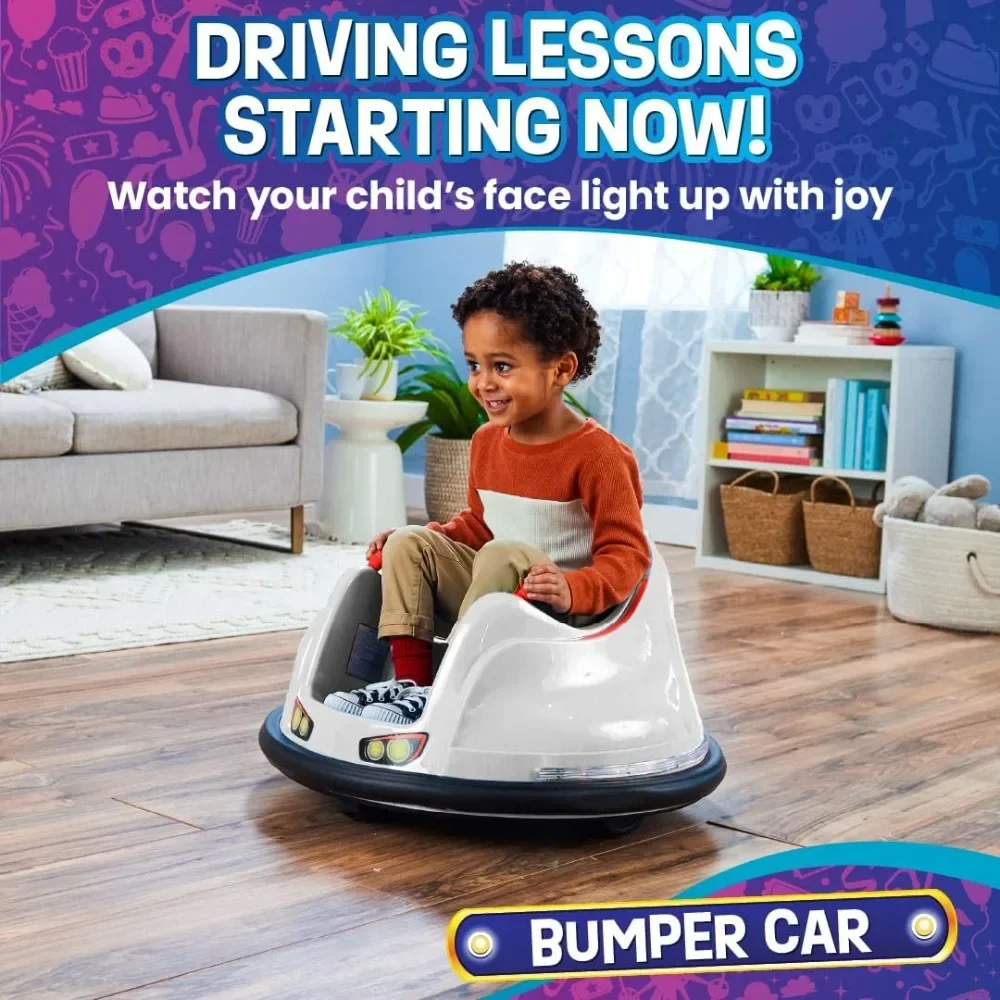 Electric Toddler Bumper Car - 360 Degree Spin, LED Lights, Ages 1.5-4 Years, Supports Up To 66 Pounds Bumper Car