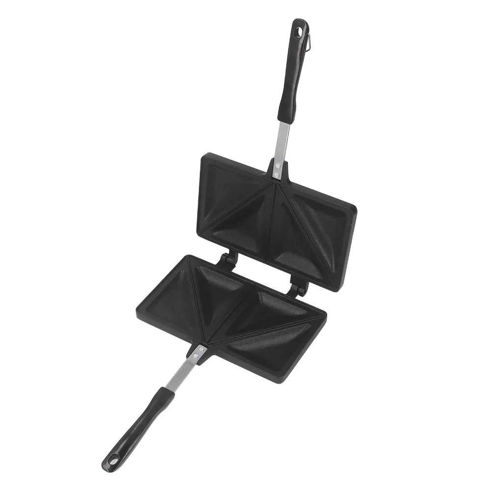 Aluminum Hot Sandwich Maker Flip Grill Pan Portable Sandwich Pan Even Heating Double Sided Hot Dog Toaster