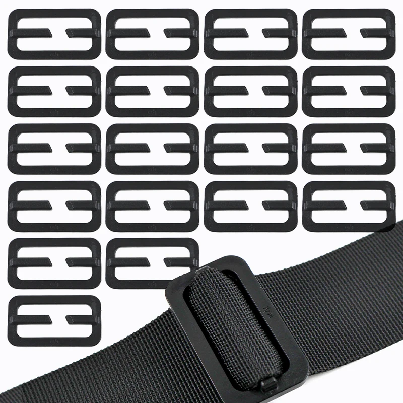 Meetee 10-50 Pezzi Fibbie per Cinghie di Borse in Plastica 20-50mm, Fibbia Scorrevole a Tre Vie, Chiusura ad Anello, Regolatore per Cinghie da Bagagli
