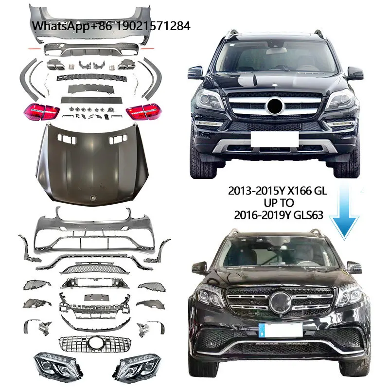 2013-15Y X166 GL450 GL400 Upgrade to 2016-19Y GLS63 Car Auto Body Kits Parts Bumper Accessories for Mercedes Benz GL Class