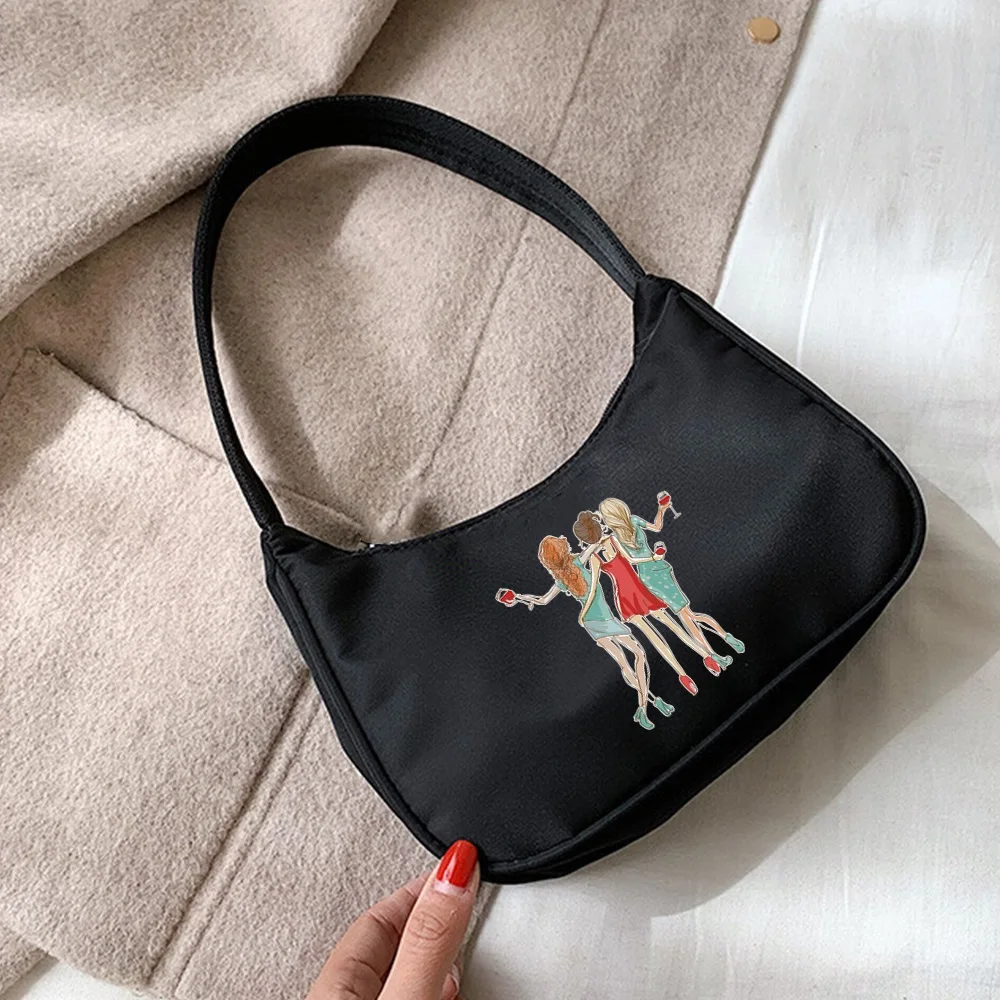 Women's Mini Underarm Bags Fashion Street Handbag Small Bag Friends Pattern Print Casual Underarm Bag Shopping Hobo Shoulder Bag